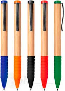 BOLÍGRAFO DE BAMBOO PLUS COLORES VERDE, ROJO NEGRO, ANARANJADO Y AZUL