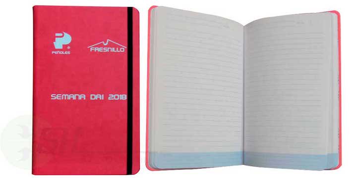 LIBRETA JOURNAL BOOK CON RESORTE MATERIAL PIEL SINTETICA ITALIANA