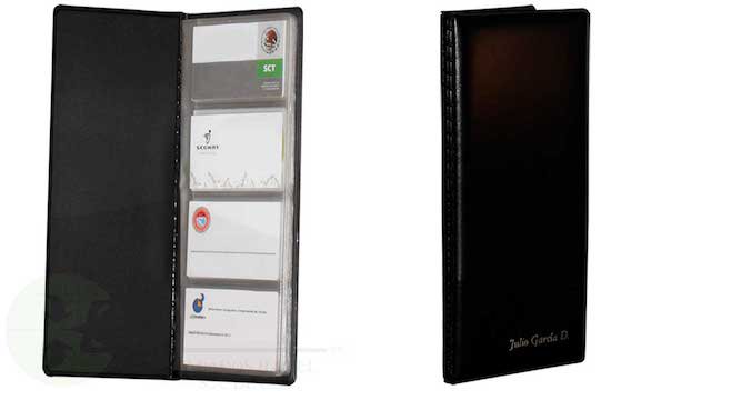 TARJETERO MEDIA CARTA  MATERIAL CURPIEL SELLADO